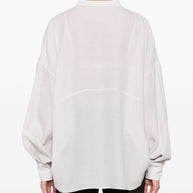 Brunello Cucinelli Silk V-necked Blouse - Light Grey