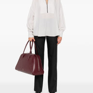 Brunello Cucinelli Silk V-necked Blouse - Light Grey