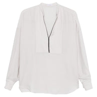 Brunello Cucinelli Silk V-necked Blouse - Light Grey