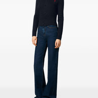 Ami Paris Ami De Coeur Wool Cardigan Blue