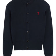 Ami Paris Ami De Coeur Wool Cardigan Blue