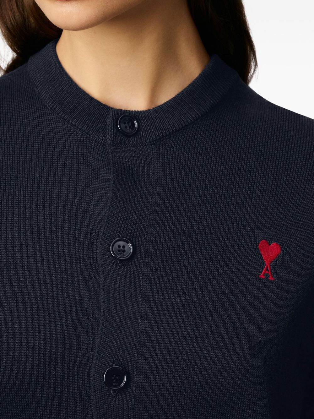 Ami Paris Ami De Coeur Wool Cardigan Blue