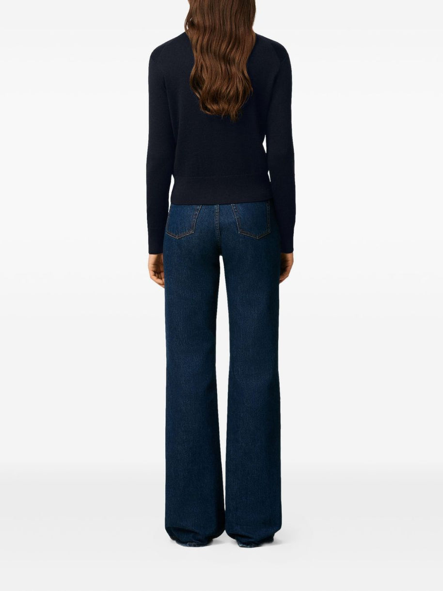 Ami Paris Ami De Coeur Wool Cardigan Blue