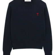 Ami Paris Ami De Coeur Wool Crewneck Sweater Blue