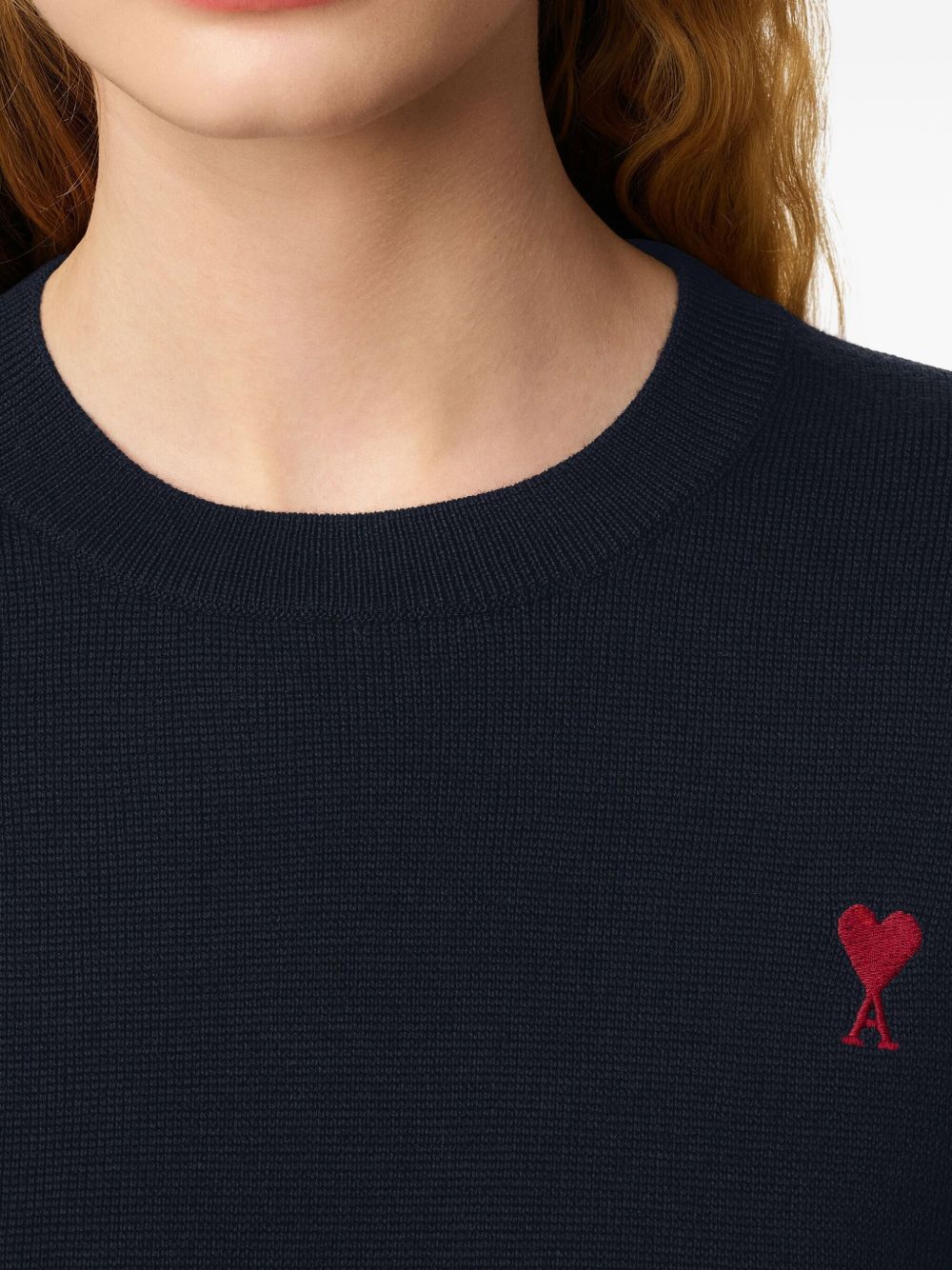 Ami Paris Ami De Coeur Wool Crewneck Sweater Blue