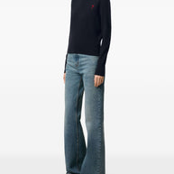 Ami Paris Ami De Coeur Wool Crewneck Sweater Blue