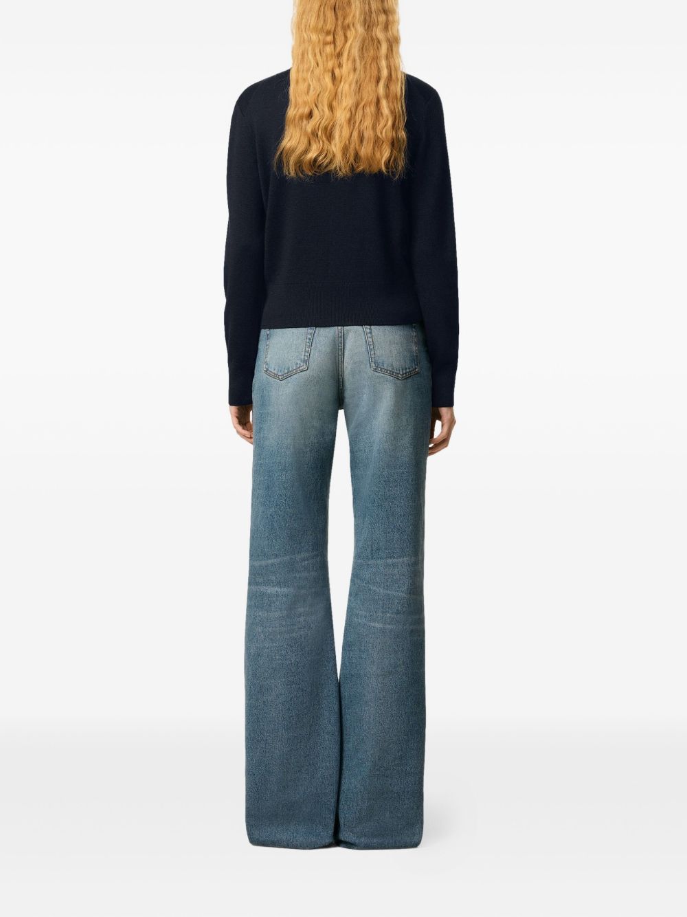 Ami Paris Ami De Coeur Wool Crewneck Sweater Blue