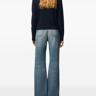 Ami Paris Ami De Coeur Wool Crewneck Sweater Blue