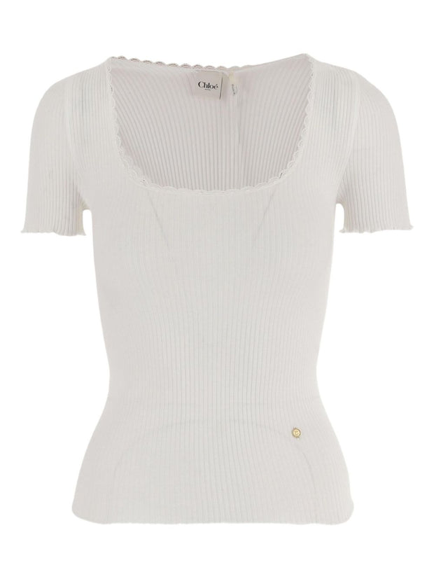 Chloé Chloè Scoop Neck Top - White