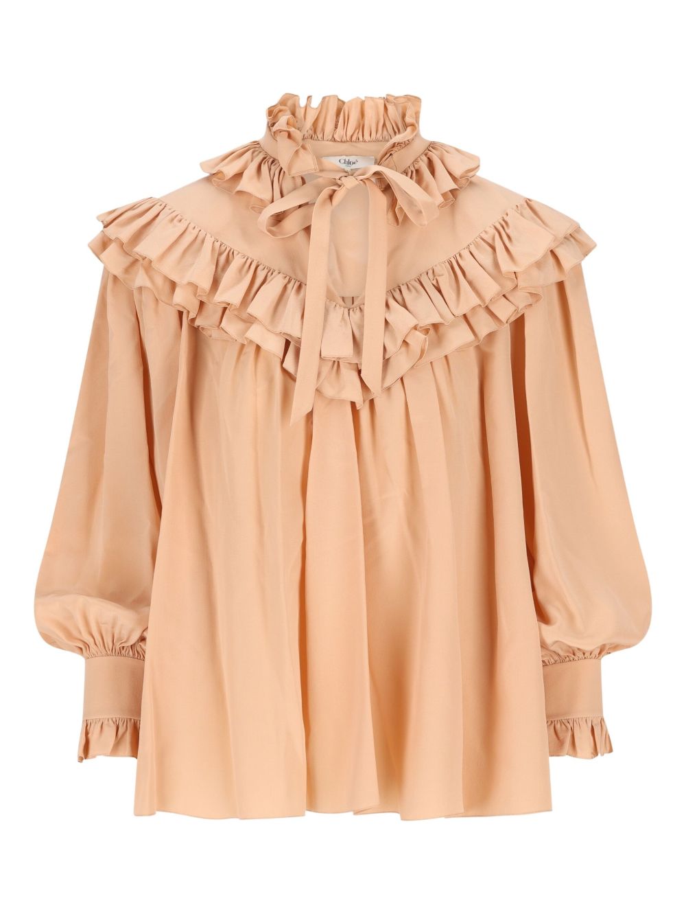 Chloé Rouched Silk Blouse Powder