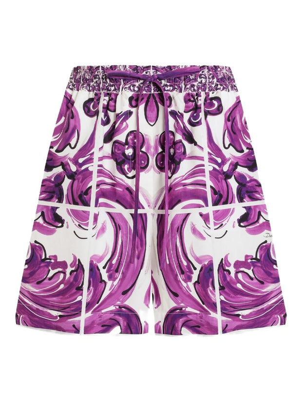 Dolce & Gabbana Maiolica Print Shorts Purple