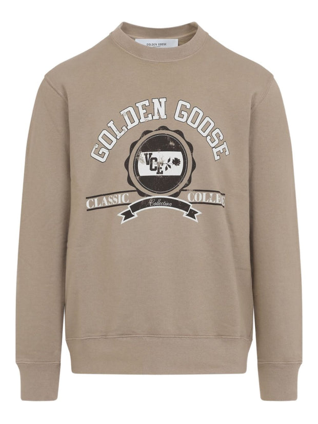 Golden Goose Logo Cotton Sweatshirt Beige