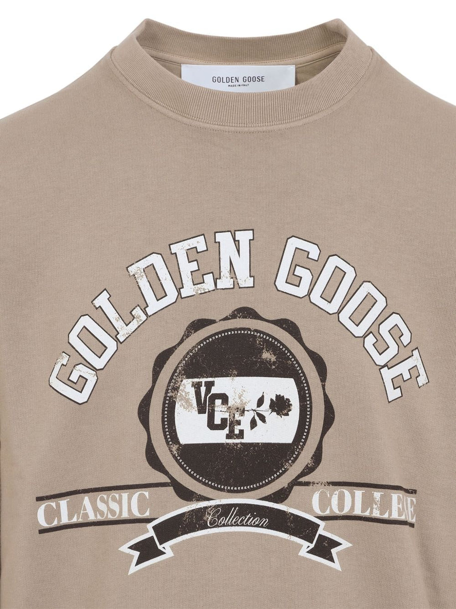 Golden Goose Logo Cotton Sweatshirt - Beige