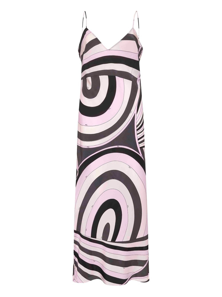 Pucci Printed Silk Long Dress Pink