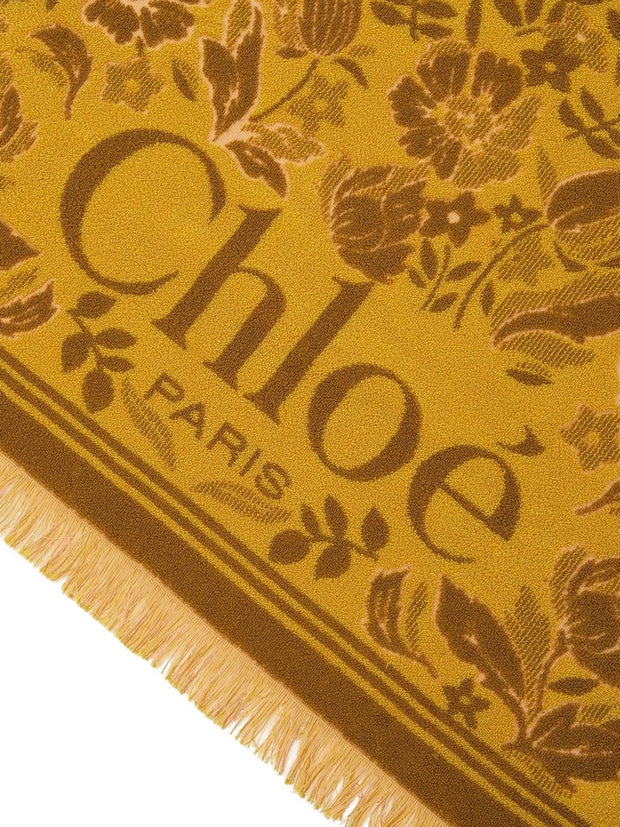 Chloé Cotton Beach Towel With Logo Beige