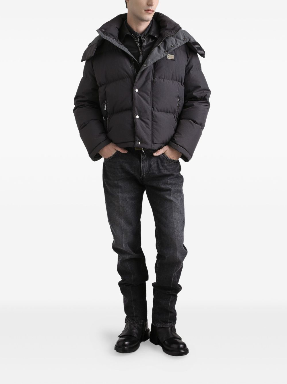 Dolce & Gabbana Nylon Short Down Jacket Grey