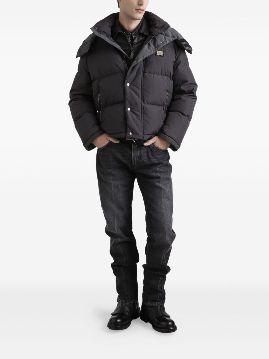 Dolce & Gabbana Nylon Short Down Jacket Grey