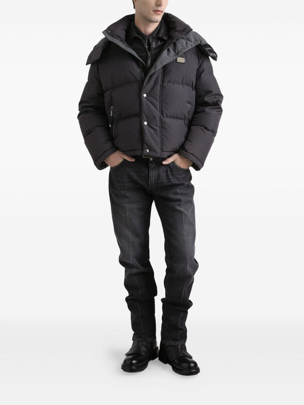 Dolce & Gabbana Nylon Short Down Jacket Grey