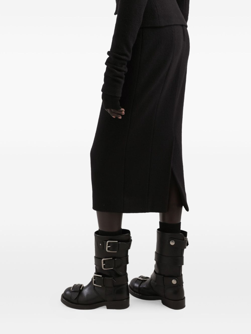 Dolce & Gabbana Wool Pencil Midi Skirt Black