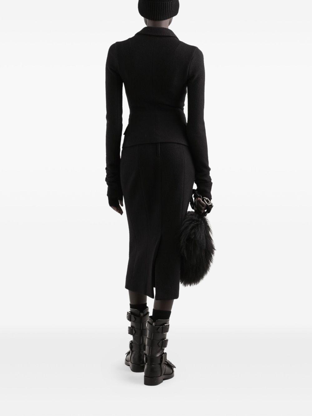 Dolce & Gabbana Wool Pencil Midi Skirt Black