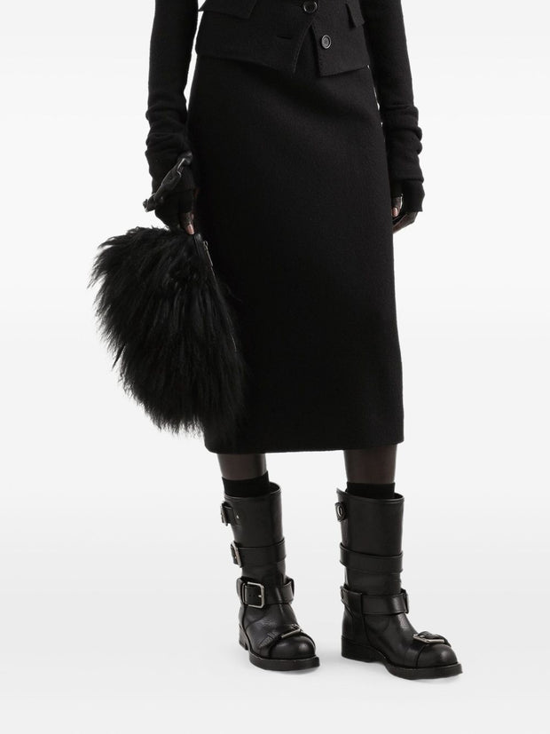 Dolce & Gabbana Wool Pencil Midi Skirt Black