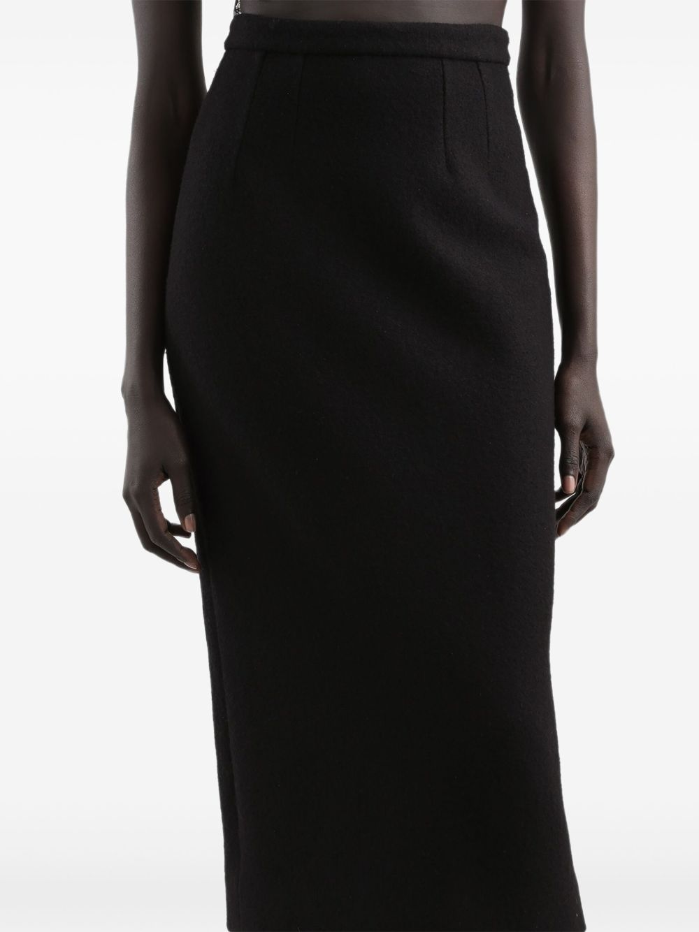 Dolce & Gabbana Wool Pencil Midi Skirt Black
