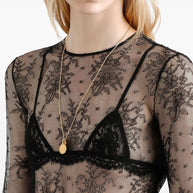Dolce & Gabbana Embroidered Bodysuit Top Black