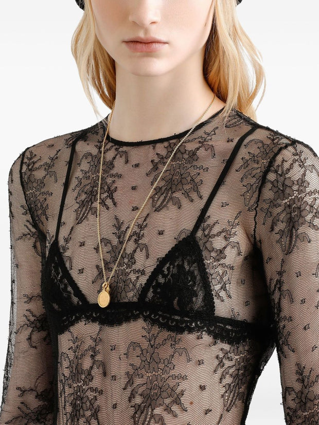 Dolce & Gabbana Embroidered Bodysuit Top Black