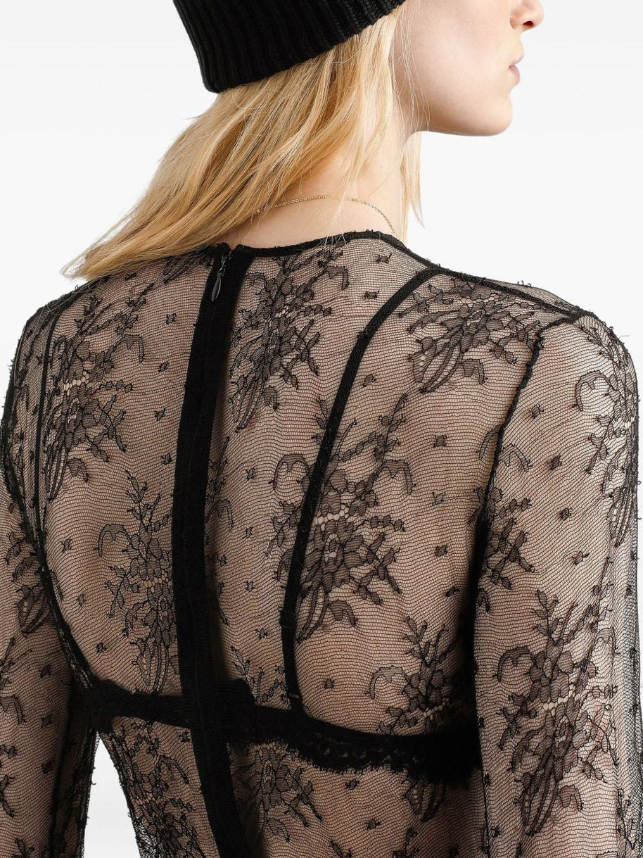 Dolce & Gabbana Embroidered Bodysuit Top Black