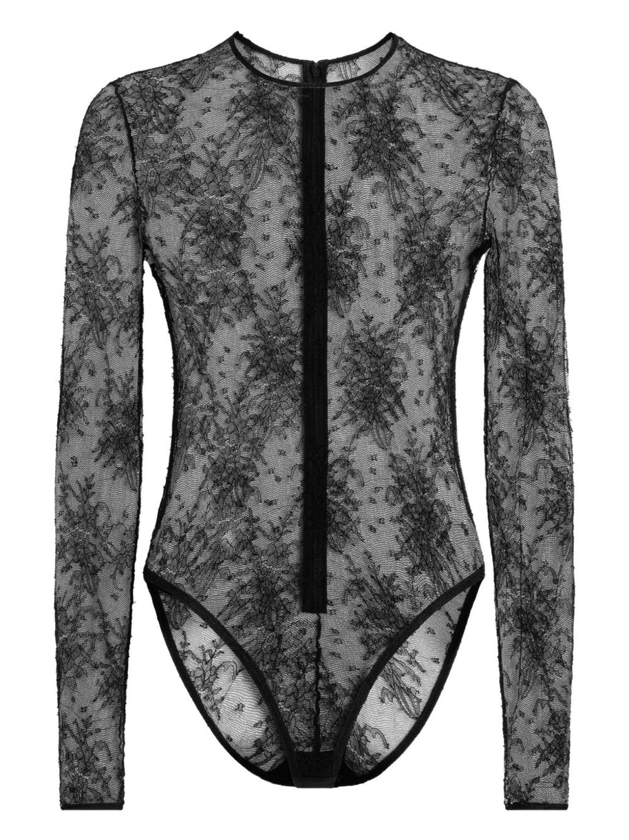 Dolce & Gabbana Embroidered Bodysuit Top Black