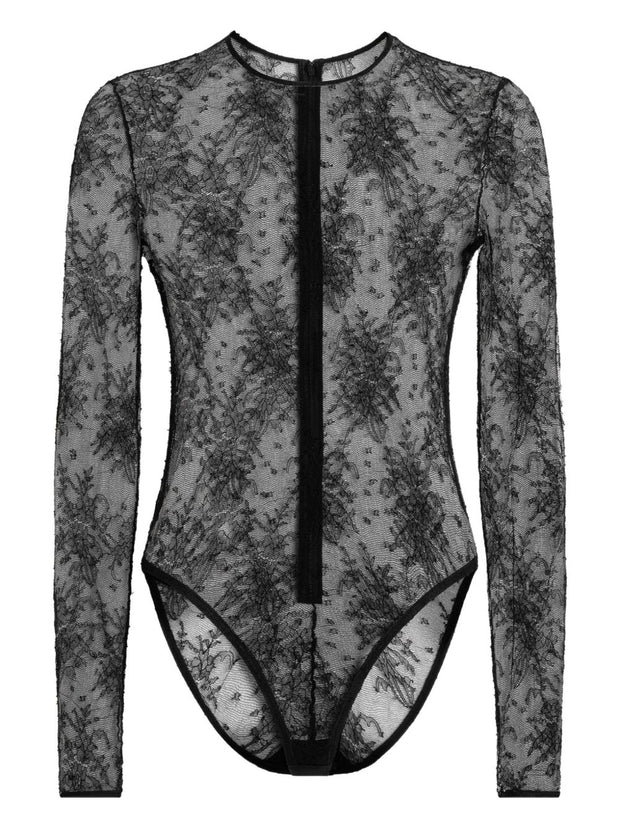Dolce & Gabbana Embroidered Bodysuit Top Black