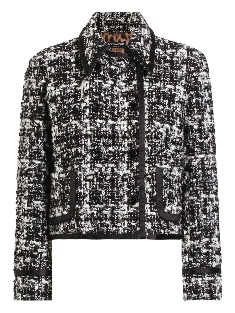 Dolce & Gabbana Wool Blend Tweed Jacket Grey
