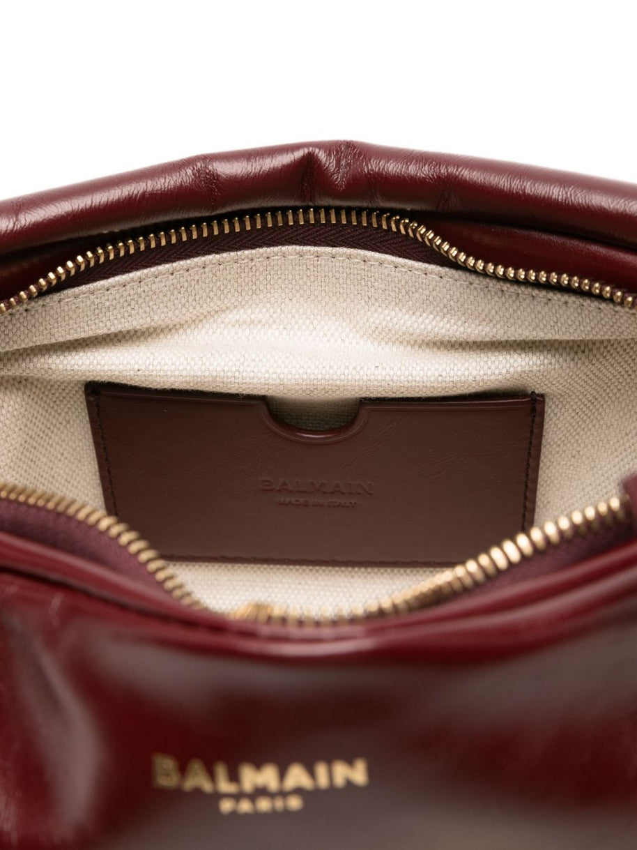 Balmain Sync Medium Leather Shoulder Bag - Bordeaux