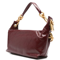 Balmain Sync Medium Leather Shoulder Bag - Bordeaux