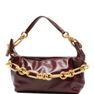 Balmain Sync Medium Leather Shoulder Bag - Bordeaux