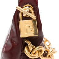 Balmain Sync Medium Leather Shoulder Bag - Bordeaux