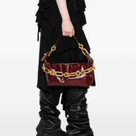 Balmain Sync Medium Leather Shoulder Bag - Bordeaux