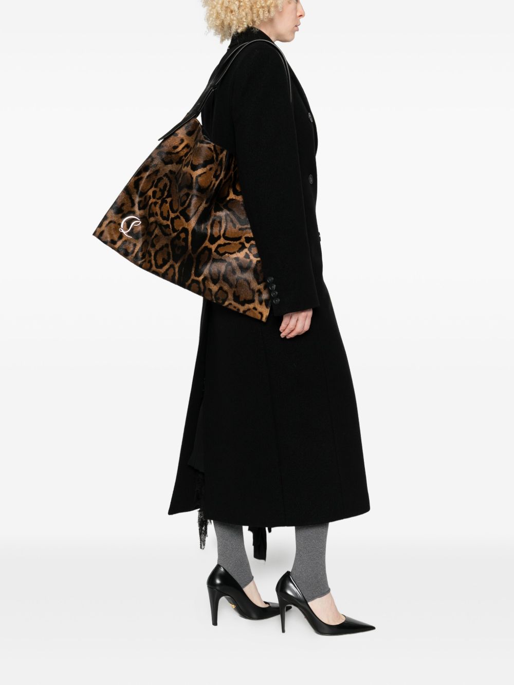 Christian Louboutin Baggy Leather Shoulder Bag Brown