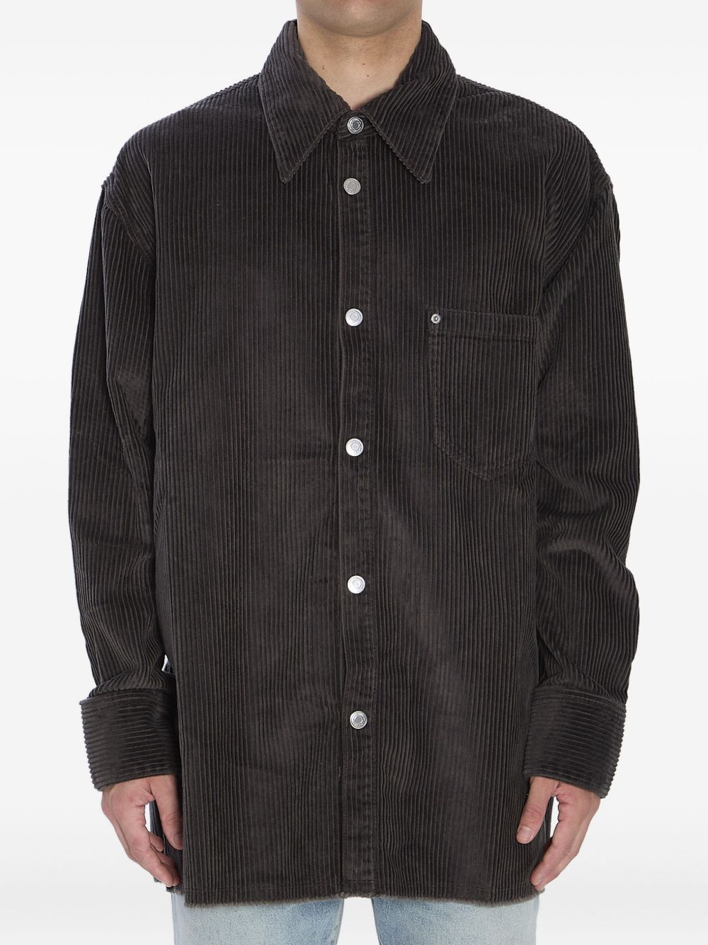 Ami Paris Cotton Corduroy Overshirt - Grey