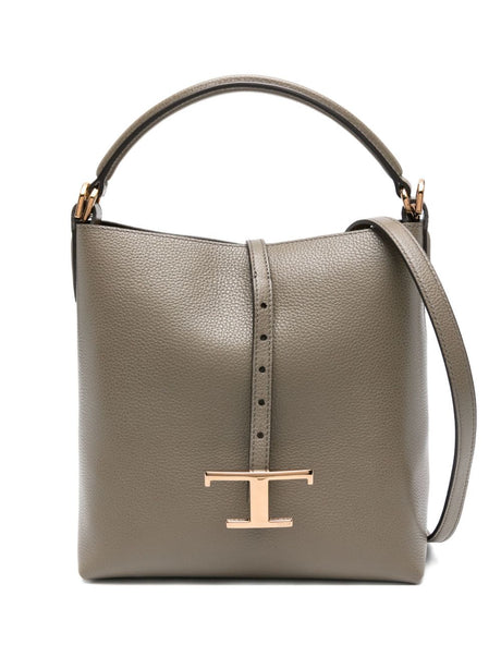 Tod's Mini Leather Bucket Bag Dove Grey