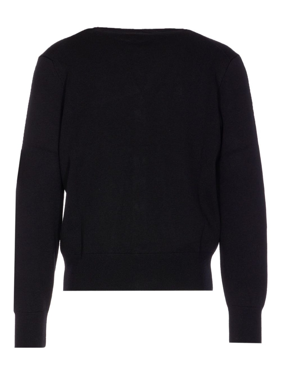 Ami Paris Ami De Coeur V-neck Wool Cardigan - Black