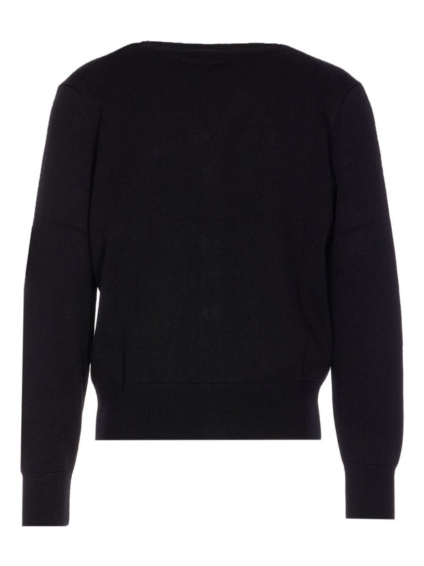 Ami Paris Ami De Coeur V-neck Wool Cardigan - Black