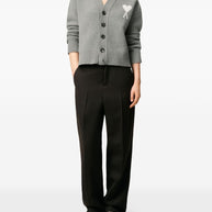 Ami Paris Ami De Coeur V-neck Wool Cardigan - Grey