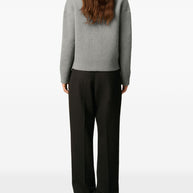 Ami Paris Ami De Coeur V-neck Wool Cardigan - Grey