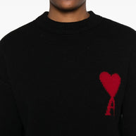 Ami Paris Ami De Coeur Wool Cardigan Black