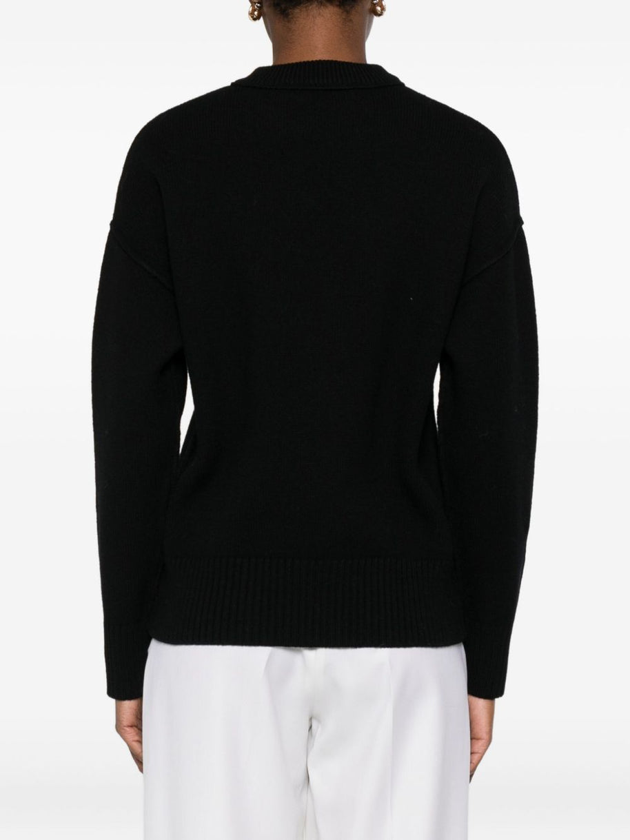 Ami Paris Ami De Coeur Wool Cardigan Black