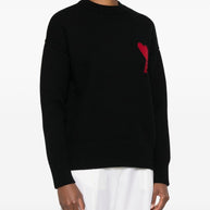 Ami Paris Ami De Coeur Wool Cardigan Black