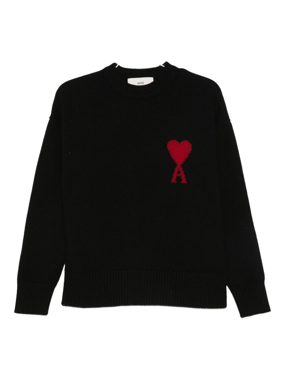 Ami Paris Ami De Coeur Wool Cardigan Black