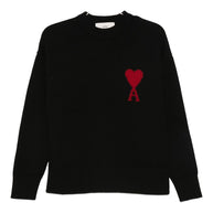Ami Paris Ami De Coeur Wool Cardigan Black