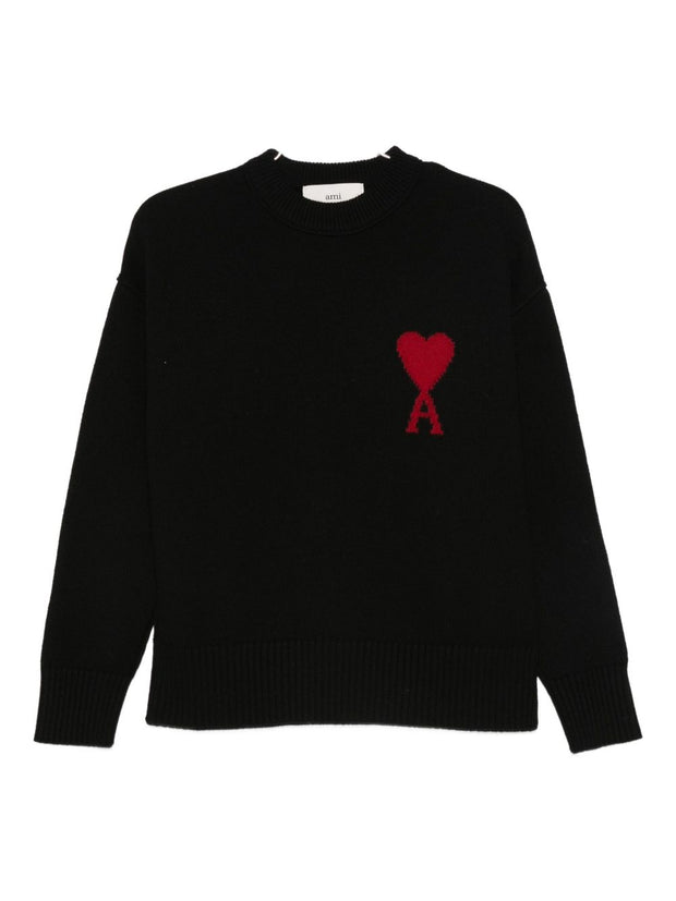 Ami Paris Ami De Coeur Wool Cardigan Black